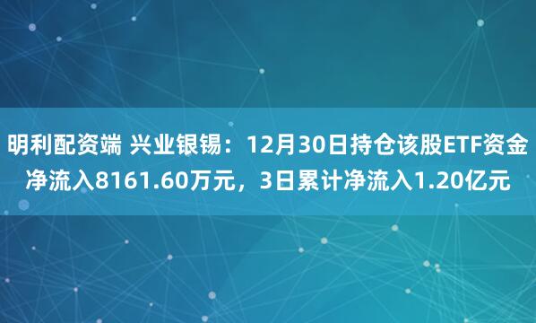 明利配资端 兴业银锡：12月30日持仓该股ETF资金净流入8161.60万元，3日累计净流入1.20亿元